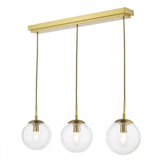 dar lighting Där Lighting Group, JOC6242 Jocelyn 3 Light Bar Pendant Natural Brass and Glass - dar lighting Där Lighting Group, JOC6242 Jocelyn 3 Light Bar Pendant Natural Brass and Glass