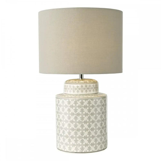 dar lighting Där Lighting Group, KED4239 Kedron Table Lamp Grey and Satin Chrome With Shade - dar lighting Där Lighting Group, KED4239 Kedron Table Lamp Grey and Satin Chrome With Shade