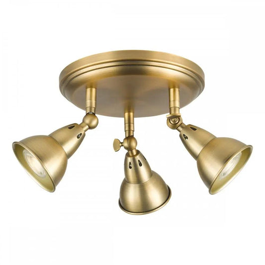 dar lighting Där Lighting Group, NAT7642 Nathaniel 3 Light Plate Spotlight Aged Brass - dar lighting Där Lighting Group, NAT7642 Nathaniel 3 Light Plate Spotlight Aged Brass