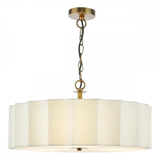 dar lighting Där Lighting Group, NOU0363 Noura 3 Light Pendant Ivory and Antique Bronze - dar lighting Där Lighting Group, NOU0363 Noura 3 Light Pendant Ivory and Antique Bronze