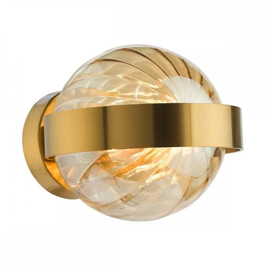 dar lighting Där Lighting Group, OPH0735 Ophira Wall Light Antique Gold and Amber Ribbed Glass - dar lighting Där Lighting Group, OPH0735 Ophira Wall Light Antique Gold and Amber Ribbed Glass