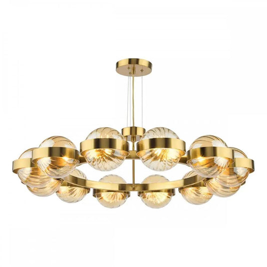 dar lighting Där Lighting Group, OPH1235 Ophira 12 Light Pendant Antique Gold and Amber Ribbed Glass - dar lighting Där Lighting Group, OPH1235 Ophira 12 Light Pendant Antique Gold and Amber Ribbed Glass
