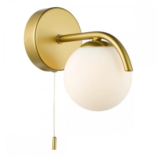 dar lighting Där Lighting Group, ORL0735 Orlena Wall Light Satin Gold and Opal Glass - dar lighting Där Lighting Group, ORL0735 Orlena Wall Light Satin Gold and Opal Glass