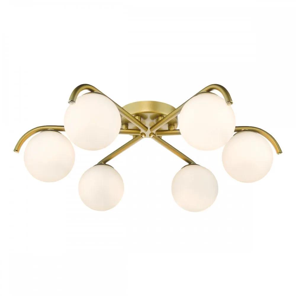 dar lighting Där Lighting Group, ORL6435 Orlena 6 Light Flush Satin Gold and Opal Glass - dar lighting Där Lighting Group, ORL6435 Orlena 6 Light Flush Satin Gold and Opal Glass