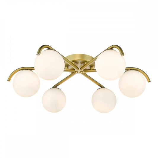 dar lighting Där Lighting Group, ORL6435 Orlena 6 Light Flush Satin Gold and Opal Glass - dar lighting Där Lighting Group, ORL6435 Orlena 6 Light Flush Satin Gold and Opal Glass