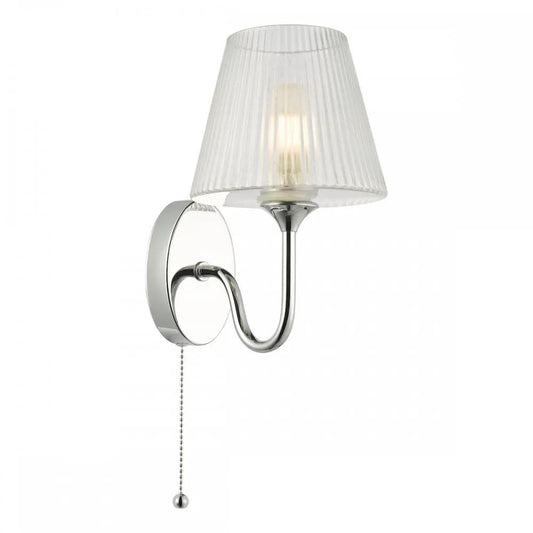 dar lighting Där Lighting Group, RIM0750 Rimaz Bathroom Wall Light Polished Chrome and Ribbed Glass IP44 - dar lighting Där Lighting Group, RIM0750 Rimaz Bathroom Wall Light Polished Chrome and Ribbed Glass IP44