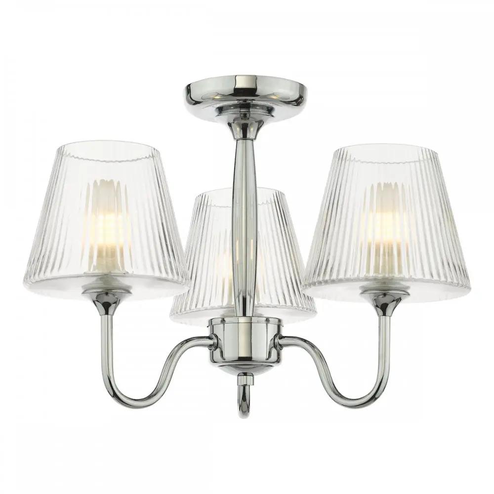 dar lighting Där Lighting Group, RIM5350 Rimaz 3 Light Bathroom Semi Flush Polished Chrome and Ribbed Glass IP44 - dar lighting Där Lighting Group, RIM5350 Rimaz 3 Light Bathroom Semi Flush Polished Chrome and Ribbed Glass IP44