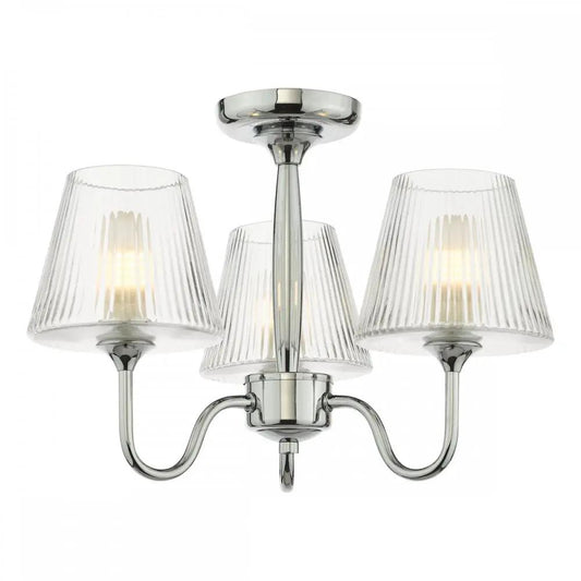 dar lighting Där Lighting Group, RIM5350 Rimaz 3 Light Bathroom Semi Flush Polished Chrome and Ribbed Glass IP44 - dar lighting Där Lighting Group, RIM5350 Rimaz 3 Light Bathroom Semi Flush Polished Chrome and Ribbed Glass IP44