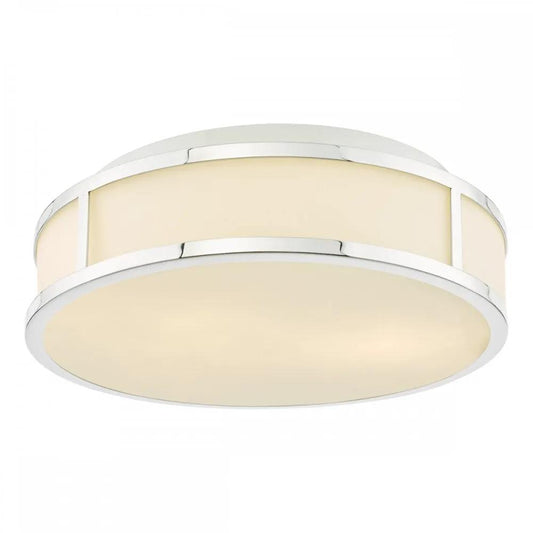 dar lighting Där Lighting Group, ROY5050 Royce 2 Light Bathroom Flush Polished Chrome and Opal Glass IP44 - dar lighting Där Lighting Group, ROY5050 Royce 2 Light Bathroom Flush Polished Chrome and Opal Glass IP44