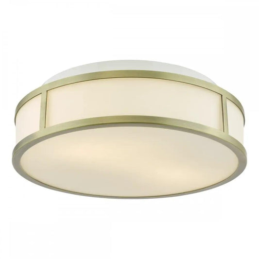 dar lighting Där Lighting Group ROY5075 Royce 2 Light Bathroom Flush Matt Antique Brass and Opal Glass IP44 - dar lighting Där Lighting Group ROY5075 Royce 2 Light Bathroom Flush Matt Antique Brass and Opal Glass IP44