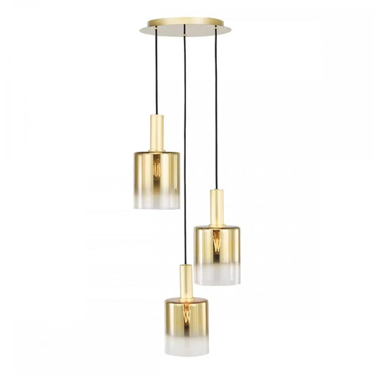 dar lighting Där Lighting Group SAV8835 Savannah 3 Light Cluster Pendant Satin Gold and Gold Ombre Glass (S) - dar lighting Där Lighting Group SAV8835 Savannah 3 Light Cluster Pendant Satin Gold and Gold Ombre Glass (S)