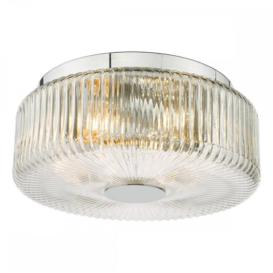 dar lighting Där Lighting Group, TWY5250 Twyman 3 Light Flush Polished Chrome and Ribbed Glass IP44 - dar lighting Där Lighting Group, TWY5250 Twyman 3 Light Flush Polished Chrome and Ribbed Glass IP44