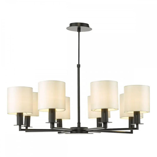 dar lighting Där Lighting Group, TYL0822-LYR2615 Tyler 8 Light Armed Pendant Matt Black With Shade - dar lighting Där Lighting Group, TYL0822-LYR2615 Tyler 8 Light Armed Pendant Matt Black With Shade