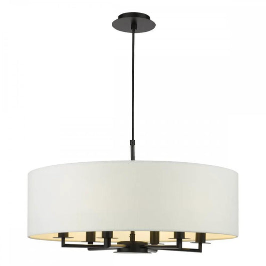 dar lighting Där Lighting Group TYL6422 Tyler 6 Light Chadelier Matt Black and White With Shade - dar lighting Där Lighting Group TYL6422 Tyler 6 Light Chadelier Matt Black and White With Shade