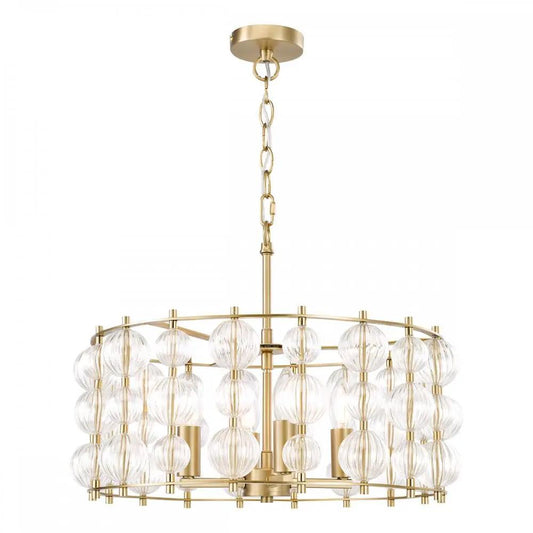 dar lighting Där Lighting Group YUR0435 Yuridia 4 Light Pendant Satin Gold and Ribbed Glass - dar lighting Där Lighting Group YUR0435 Yuridia 4 Light Pendant Satin Gold and Ribbed Glass