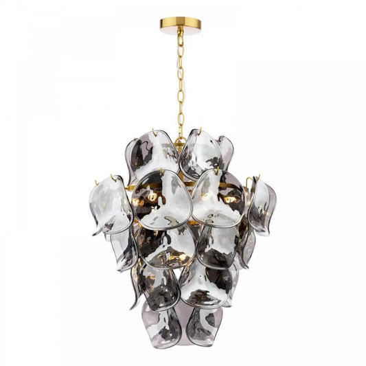 dar lighting Dar Lighting Group, GEN0842 Genoa 8 Light Pendant Natural Brass and Smoked Glass - dar lighting Dar Lighting Group, GEN0842 Genoa 8 Light Pendant Natural Brass and Smoked Glass