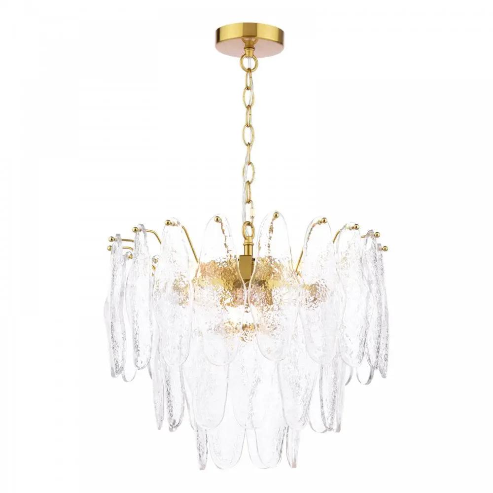 dar lighting Dar Lighting Group, KIM0642 Kimmia 6 Light Pendant Natural Brass and Textured Glass - dar lighting Dar Lighting Group, KIM0642 Kimmia 6 Light Pendant Natural Brass and Textured Glass