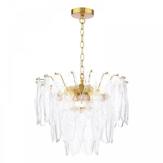 dar lighting Dar Lighting Group, KIM0642 Kimmia 6 Light Pendant Natural Brass and Textured Glass - dar lighting Dar Lighting Group, KIM0642 Kimmia 6 Light Pendant Natural Brass and Textured Glass