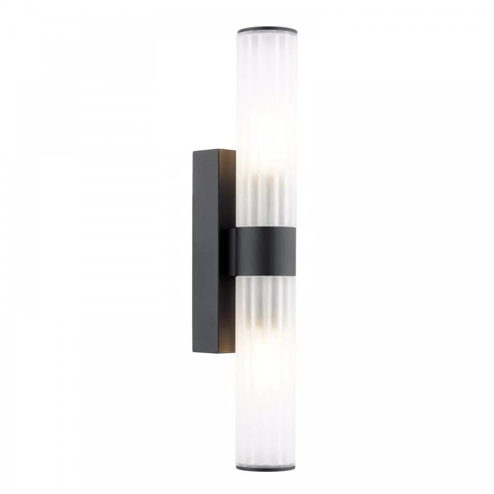 dar lighting Dar Lighting Group, LAR0922 Lars 2 Light Bathroom Wall Light Matt Black and White Frosted Acrylic IP44 - dar lighting Dar Lighting Group, LAR0922 Lars 2 Light Bathroom Wall Light Matt Black and White Frosted Acrylic IP44
