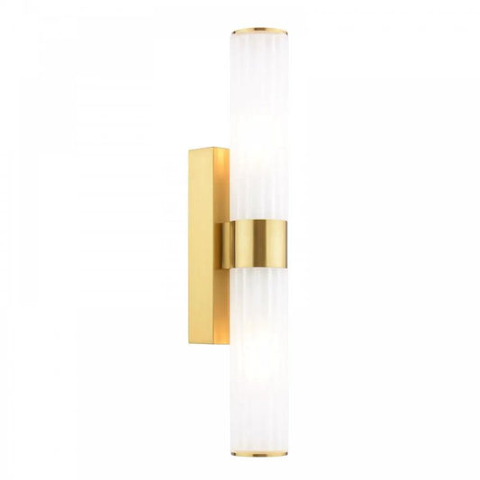 dar lighting Dar Lighting Group, LAR0935 Lars 2 Light Bathroom Wall Light Brushed Gold and White Frosted Acrylic IP44 - dar lighting Dar Lighting Group, LAR0935 Lars 2 Light Bathroom Wall Light Brushed Gold and White Frosted Acrylic IP44