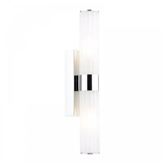 dar lighting Dar Lighting Group, LAR0950 Lars 2 Light Bathroom Wall Light Polished Chrome and White Frosted Acrylic IP44 - dar lighting Dar Lighting Group, LAR0950 Lars 2 Light Bathroom Wall Light Polished Chrome and White Frosted Acrylic IP44