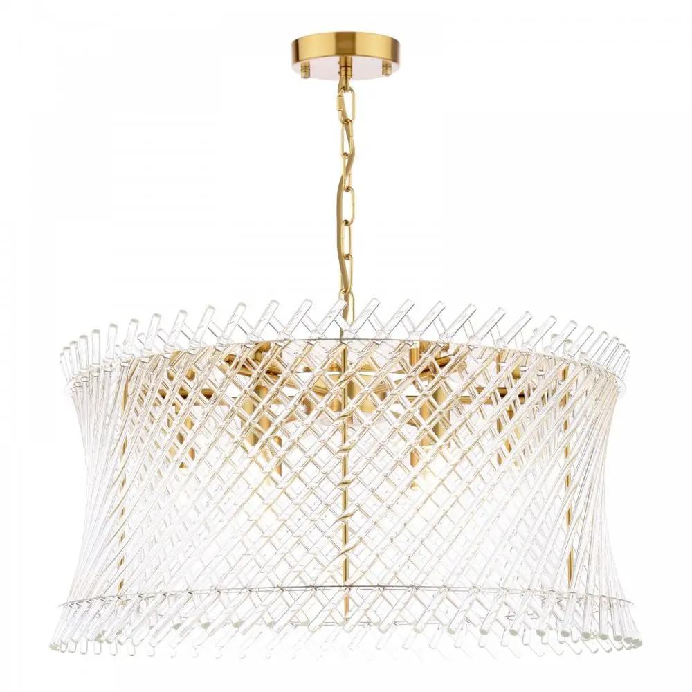 dar lighting Dar Lighting Group, LOI0635 Loire 6 Light Pendant Natural Brass and Glass - dar lighting Dar Lighting Group, LOI0635 Loire 6 Light Pendant Natural Brass and Glass