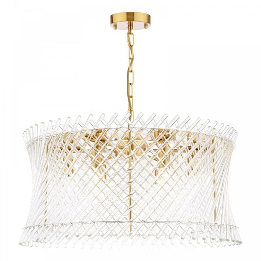 dar lighting Dar Lighting Group, LOI0635 Loire 6 Light Pendant Natural Brass and Glass - dar lighting Dar Lighting Group, LOI0635 Loire 6 Light Pendant Natural Brass and Glass