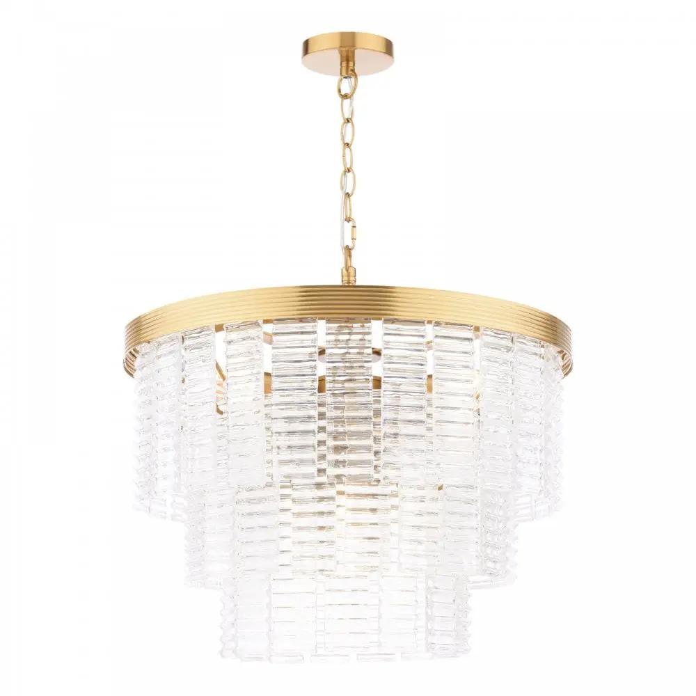dar lighting Dar Lighting Group, MOE3435 Moesha 6 Light Pendant Natural Brass and Ribbed Glass - dar lighting Dar Lighting Group, MOE3435 Moesha 6 Light Pendant Natural Brass and Ribbed Glass