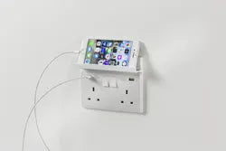 Brushed Chrome ML 2G Fold Away Phone Holder - White - Electrical Brushed Chrome ML 2G Fold Away Phone Holder - White Electrical