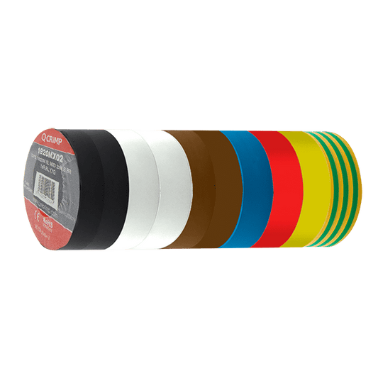 UNCRIMP TAPE 19x20M MXD 2x WH,BK,BR 1xR,BL,Y,YG - Mixed Colours UNCRIMP TAPE 19x20M MXD 2x WH,BK,BR 1xR,BL,Y,YG Mixed Colours