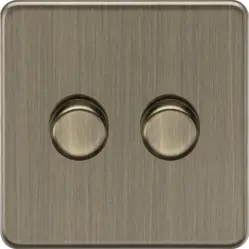 Antique Brass 2G 2-way 10-200W (5-150W LED) Intelligent dimmer - Antique Brass - Antique Brass 2G 2-way 10-200W (5-150W LED) Intelligent dimmer - Antique Brass