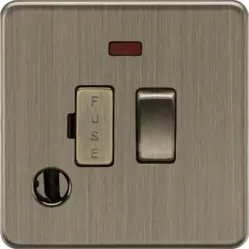 Antique Brass 13A Switched Fused Spur with Neon and Flex Outlet - Antique Brass - Antique Brass 13A Switched Fused Spur with Neon and Flex Outlet - Antique Brass