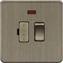 Antique Brass 13A Switched Fused Spur with Neon - Antique Brass - Antique Brass 13A Switched Fused Spur with Neon - Antique Brass