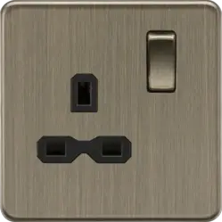 Antique Brass 13A 1G DP Switched Socket - Antique Brass - Antique Brass 13A 1G DP Switched Socket - Antique Brass