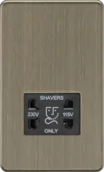 Antique Brass 115V/230V Dual Voltage Shaver Socket - Antique Brass - Antique Brass 115V/230V Dual Voltage Shaver Socket - Antique Brass