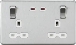 Brushed Chrome ML 13A 2G DP Switched Socket with Dual USB-C [65W DUAL FASTCHARGE] - Brushed Chrome - Electrical Brushed Chrome ML 13A 2G DP Switched Socket with Dual USB-C [65W DUAL FASTCHARGE] - Brushed Chrome Electrical