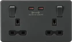 ml antricate 13A 2G DP Switched Socket with Dual USB-C [65W DUAL FASTCHARGE] - Anthracite - ml antricate 13A 2G DP Switched Socket with Dual USB-C [65W DUAL FASTCHARGE] - Anthracite