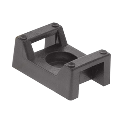 Black plastic electrical cable cradle holder for lighting installation