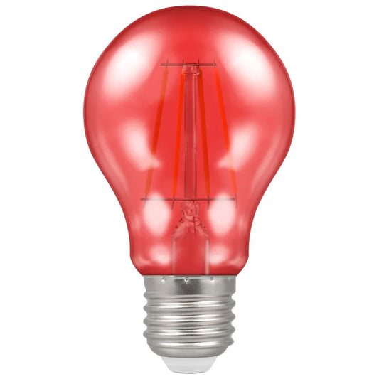 Red LED light bulb with screw base for home and commercial lighting