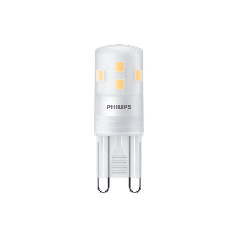 G9 25W LED light bulb with warm white glow and bi-pin base for indoor lighting