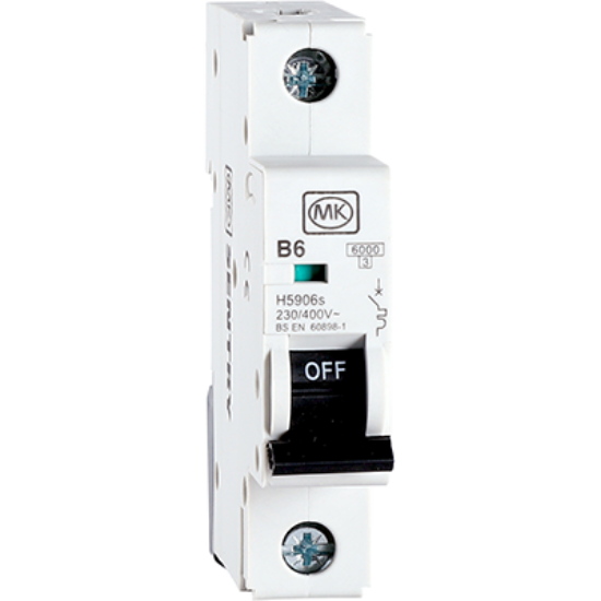 Single pole B6 circuit breaker with ON/OFF switch for electrical wiring protection
