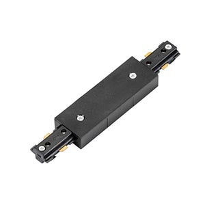Black straight track lighting connector for LED track lights and electrical fittings