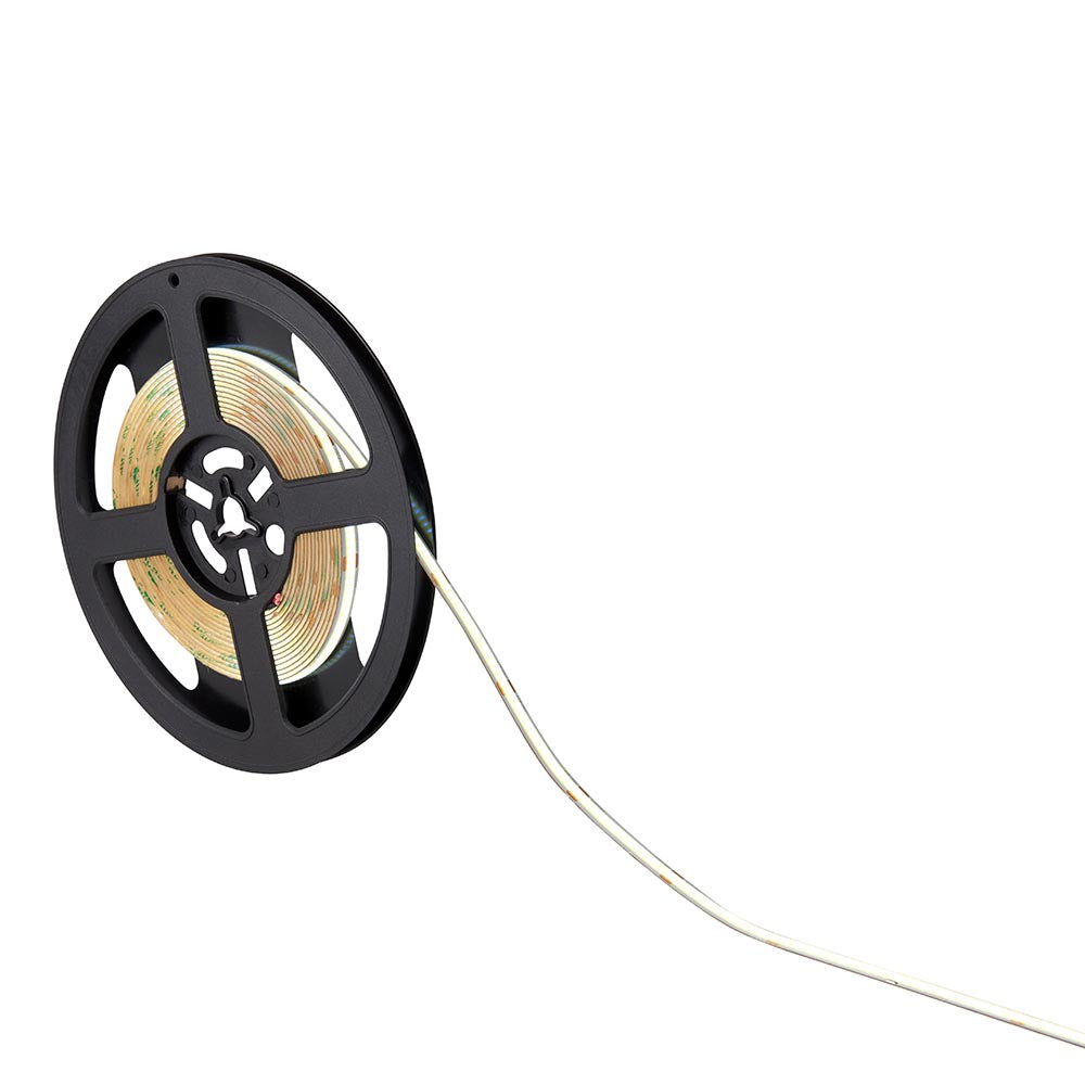 LED strip light reel with attached wiring for electrical lighting installations