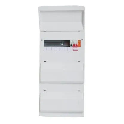 44-way RCBO consumer unit with SPD, white enclosure, circuit protection panel