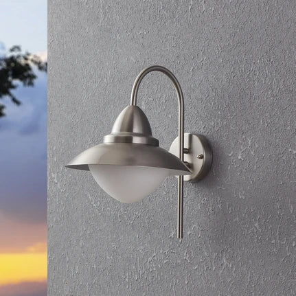 Sidney wall light, stainless steel, glass, E27