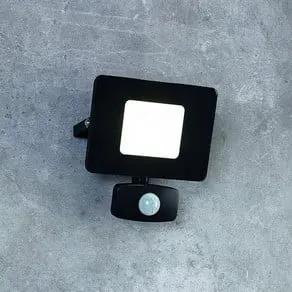 Faedo 3 LED outdoor spotlight, sensor, black, 20 W