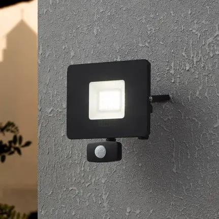 Faedo 3 LED outdoor spotlight, sensor, black, 30 W