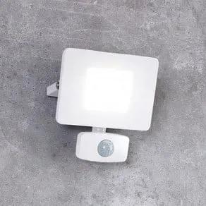 Faedo 3 LED outdoor spotlight, sensor, white, 20 W