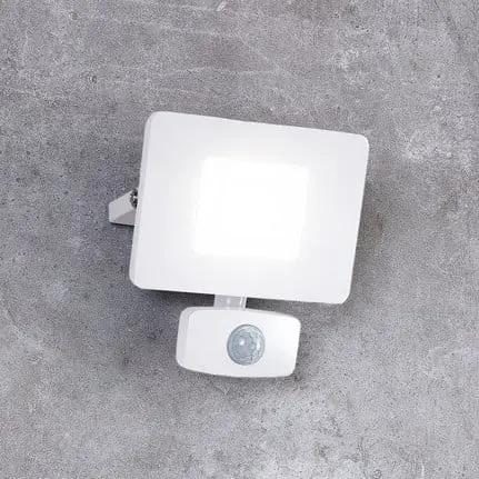 Faedo 3 LED outdoor spotlight, sensor, white, 20 W