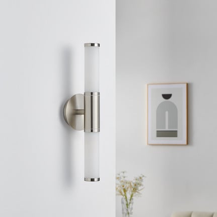 Appealing wall light Palmo, 2-bulb nickel